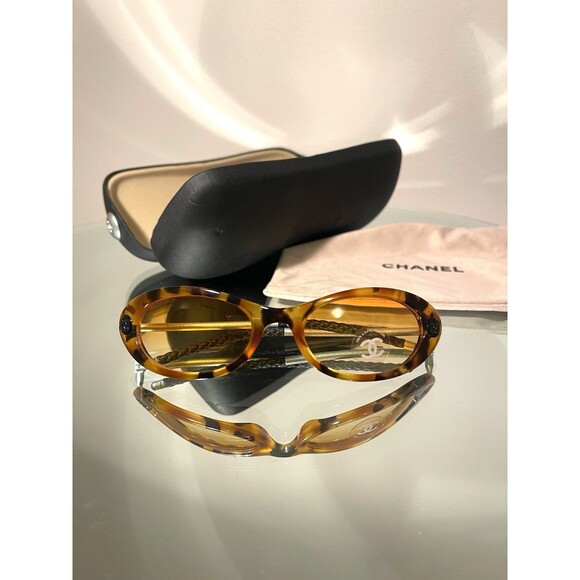 CHANEL sunglasses 5035 Tortoise Silver NEW NOS vintage 90s With
